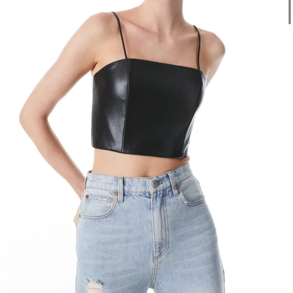 Alice + Olivia Sleek Black Crop Top